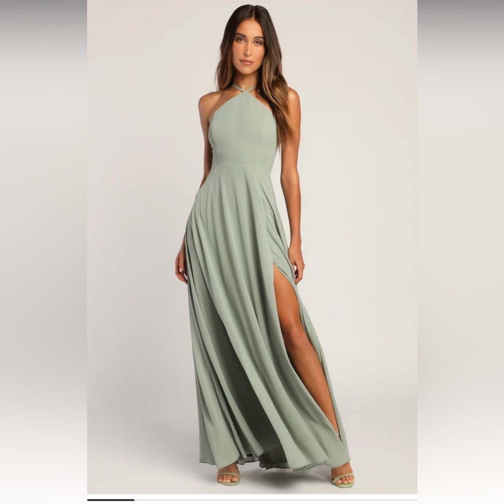 Lulus Absolutely Breathtaking Sage Brush Maxi Dress